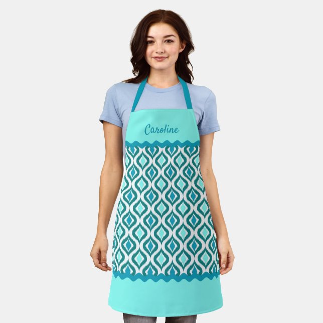 Tablier Personnalisé Turquoise Turquoise Blue Green Ogee M (Porté)
