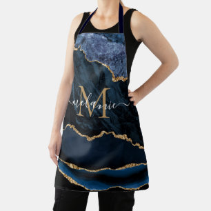 Tablier Personnalisé Votre Lettre Nom Marine Blue Gold Apr