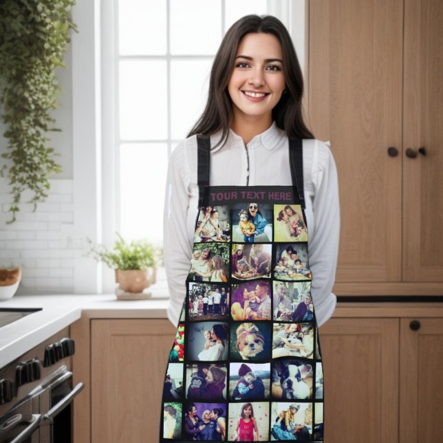 Tablier Personnalisé votre photo ici T-Shirt Apron (Personalized photo collage, custom photo grid apron.)