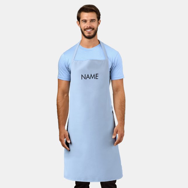 Tablier Personnaliser avec nom, texte minimaliste acier bl (Porté)