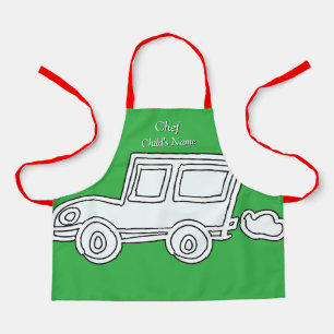 Tablier Personnaliser Funny Voiture Enfants Green Craft