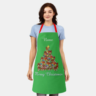 Tablier Personnaliser Joyeux Noël Fête verte