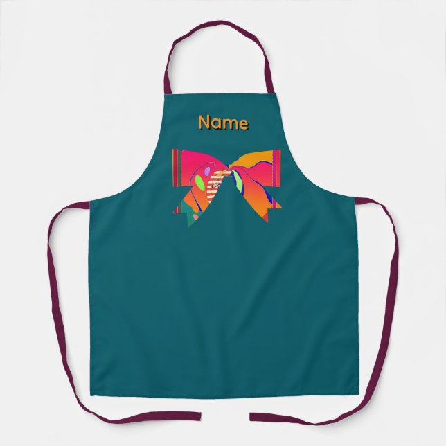 Tablier Personnaliser Le Nom Apron Avec Un Apron Turquoise (Recto)