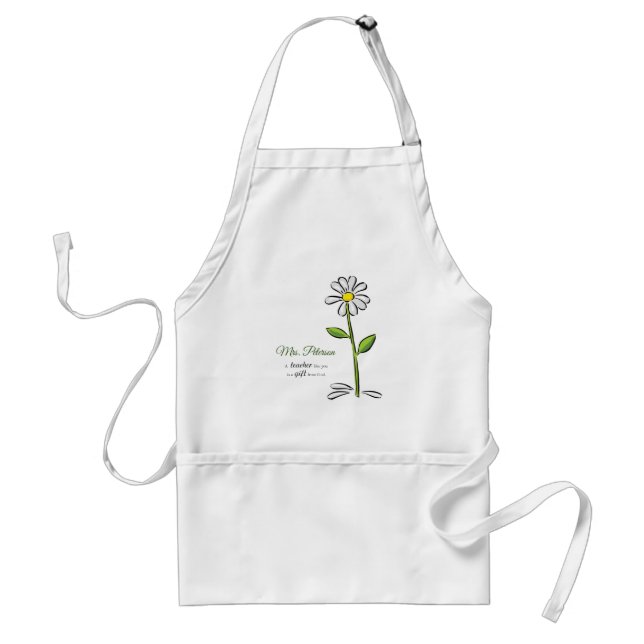 Tablier Personnaliser, Merci enseignant, Fleur religieuse (Devant)