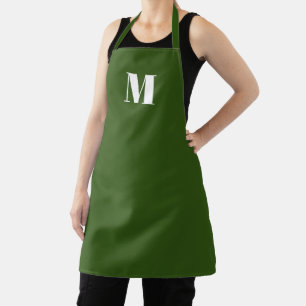Tablier Personnaliser monogramme forêt initiale vert blanc