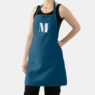 Tablier Personnaliser monogramme initial turquoise bleu bl