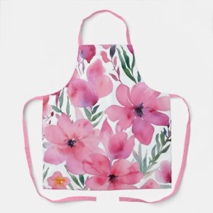 Tablier Pétales roses Fleurs peintes à l'aquarelle flora