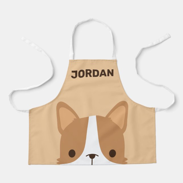 Tablier Petit Chien Corgi mignon avec nom personnalisé (Recto)