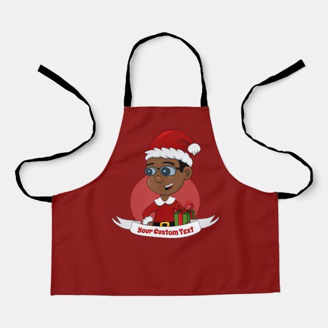 Tablier Petit garçon de Noël avec casquette rouge et tabli (Recto)