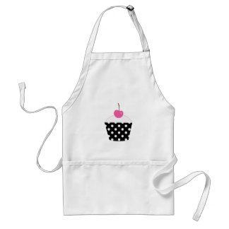 Tablier Petit gâteau noir et blanc de point de polka avec