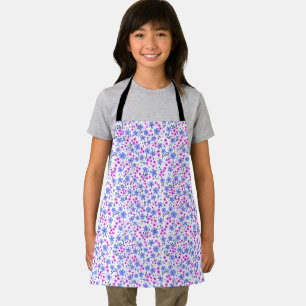 Tablier Petit motif floral blanc bleu rose mignon