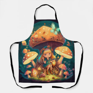 Tablier Petite elve de fille parmi les champignons