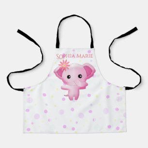 Tablier Petite fille rose adorable Eléphant