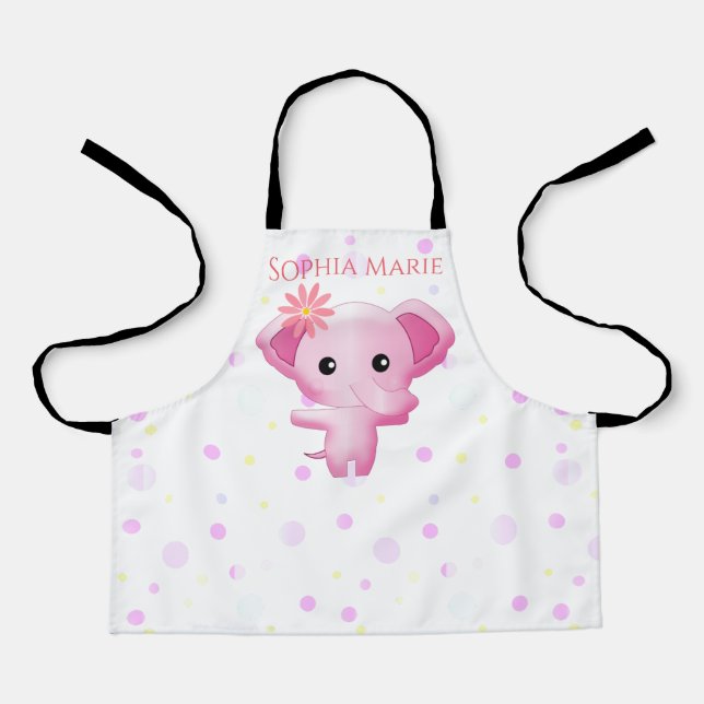 Tablier Petite fille rose adorable Eléphant (Recto)