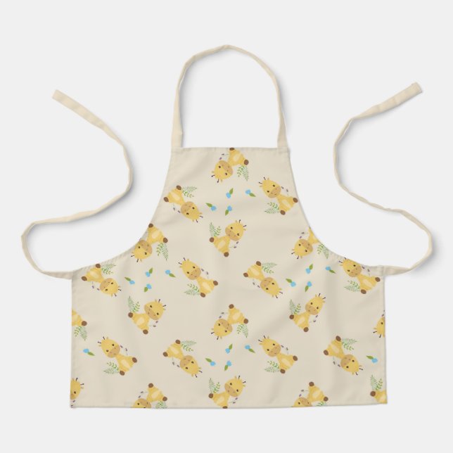 Tablier Petite petite girafe florale brun clair (Recto)