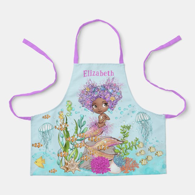 Tablier Petite sirène Brown sous la mer Imprimer (Recto)