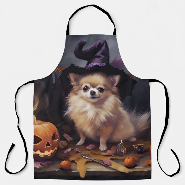 Tablier Peur d'Halloween Citrouille de Poméranie (Recto)