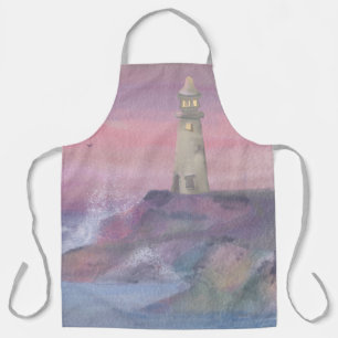 Tablier Phare de falaise côtière avec ciel rose