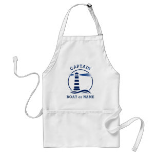 Tablier Phare nautique Capitaine Bateau ou nom Navy Blue