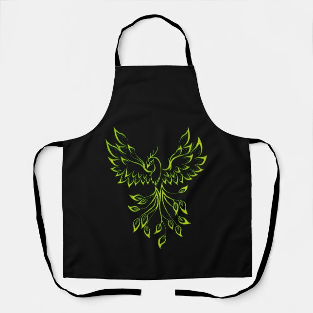 Tablier Phoenix vert se lève sur le noir (Recto)