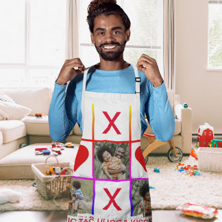 Tablier Photo Collage Tic Tac Toe Hugs Baisers Pères Long