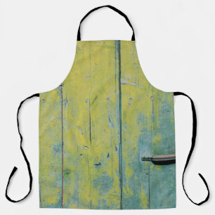 Tablier Photo de clôture en bois jaune et turquoise