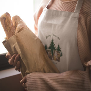 Tablier Photo de Noël bois rustique