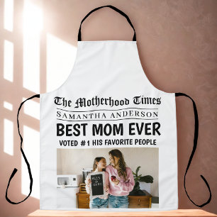 Tablier Photo du titre du journal personnalisé "Best Mom E