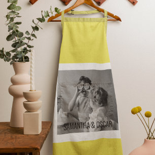 Tablier Photo Famille Moderne Jaune Simple Jolie Cadeau