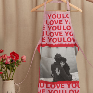 Tablier Photo moderne   Red & Pink Love You Valentines Cad