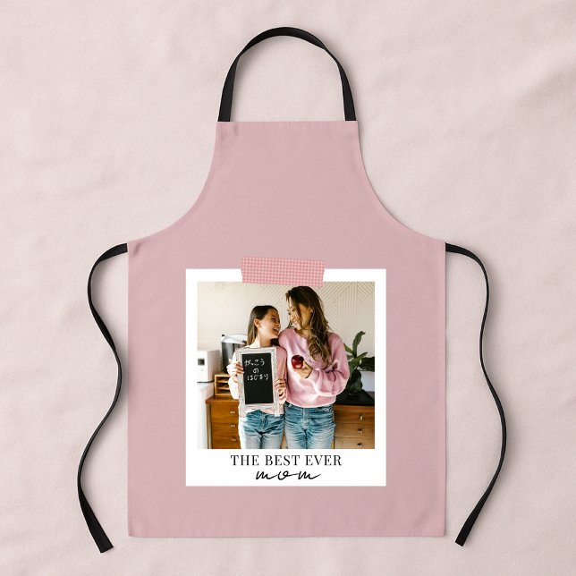 Tablier Photo personnalisée Best Ever Mom | Rose (Créateur téléchargé)