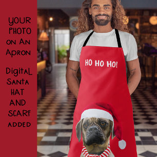 Tablier Photo personnalisée Chien rouge Père Noël Maman Ca