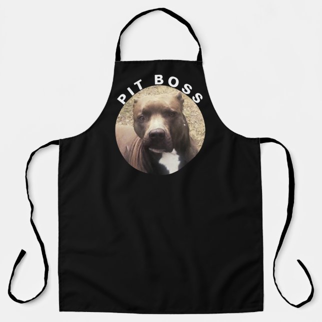 Tablier Photo Pet de Pitbull Customisée en noir (Recto)