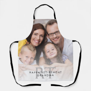 Tablier Photo superposition Monogramme Bonne retraite Gran
