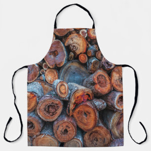 Tablier Photographie de motif d'arbres coupés empilés ense