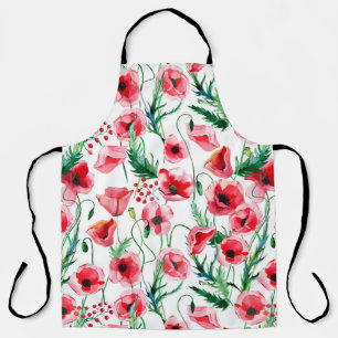 Tablier Photos rouges : aquarelle illustration florale