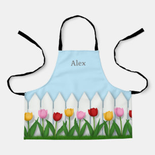 Tablier Picket blanc Fleur Jardin Personnalisé Enfants