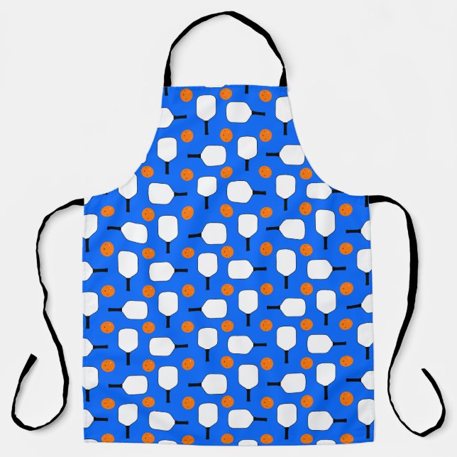 Tablier Pickleball Blue, Orange Balls avec Paddles Blanche (Recto)