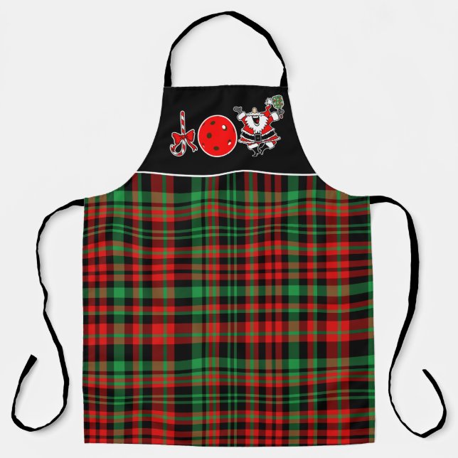 Tablier Pickleball Christmas Joie Père Noël Paddle Plaid (Recto)