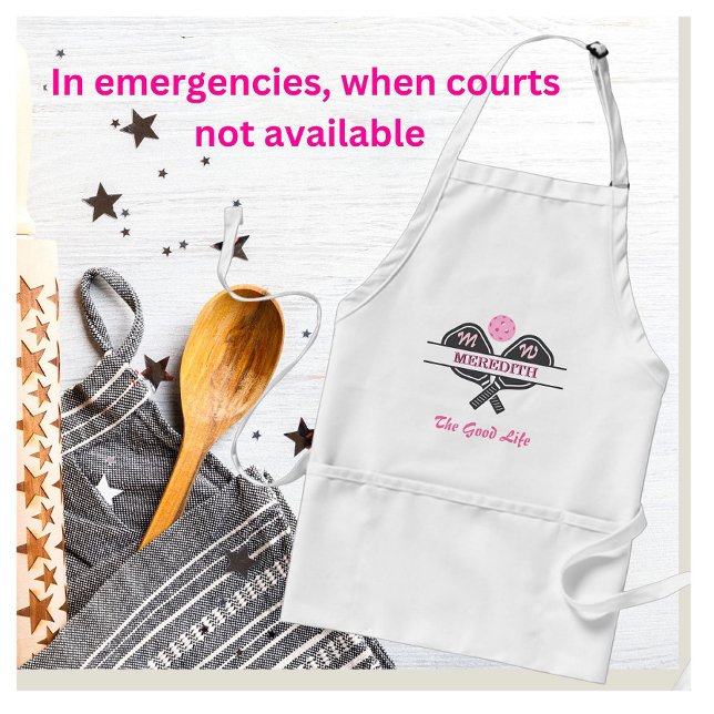 Tablier Pickleball Gal Paddles Nom personnalisé Monogramme (Créateur téléchargé)