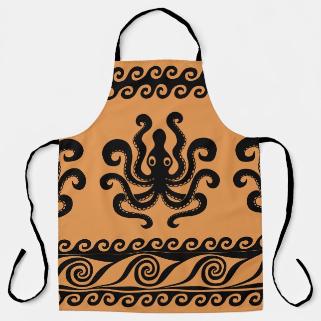Tablier Pieuvre grecque ancienne, motif à vagues (Recto)