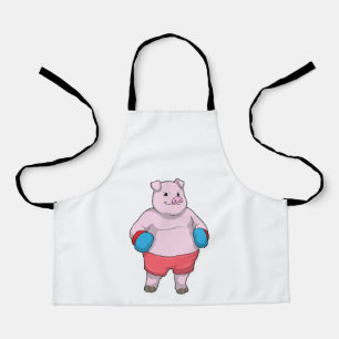 Tablier Pig at Boxing with Boxing gloves