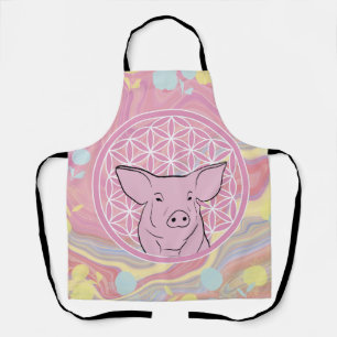 Tablier pig,flower of life, rose, mandala,zen,chakra,