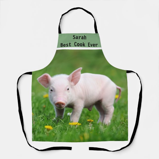Tablier Piglet rose mou personnalisé (Recto)
