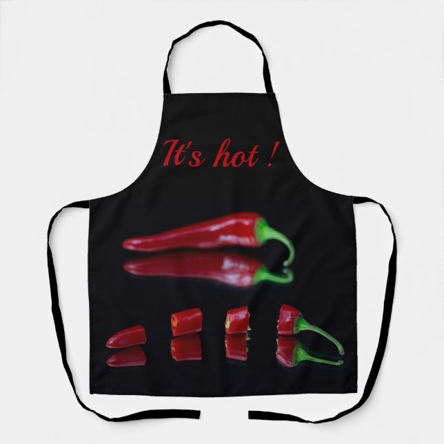 Tablier Piments rouges avec accessoire de cuisine texte (Recto)