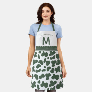 Tablier Pine Green Nom personnalisé & Monogram Motif de va