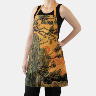 Tablier Pine Trees Red Sky Setting Soleil par Vincent van