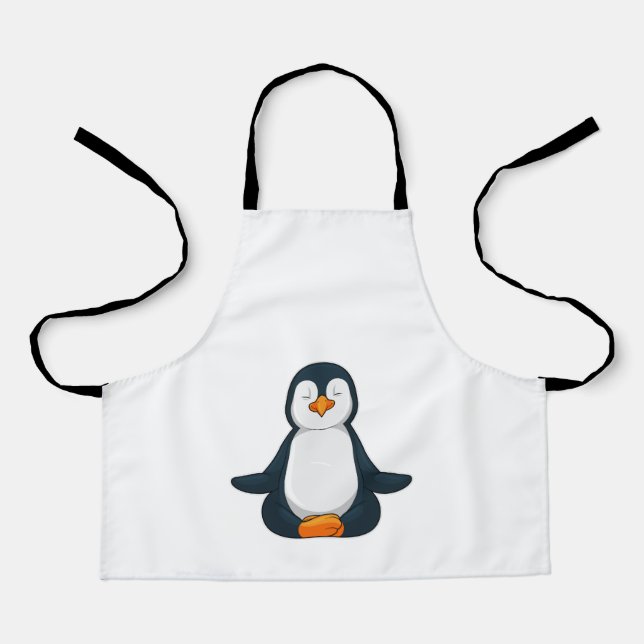 Tablier Pingouin au Yoga Fitness en Assis (Recto)