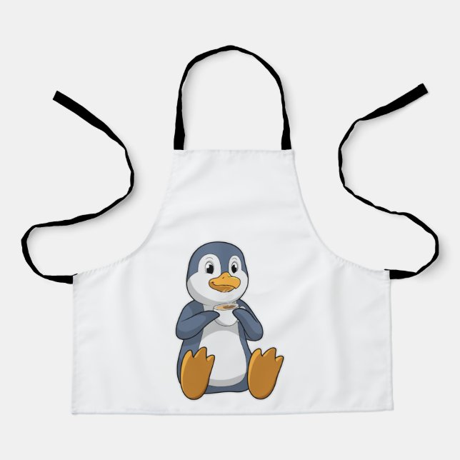 Tablier Pingouin avec la coupe du café (Recto)