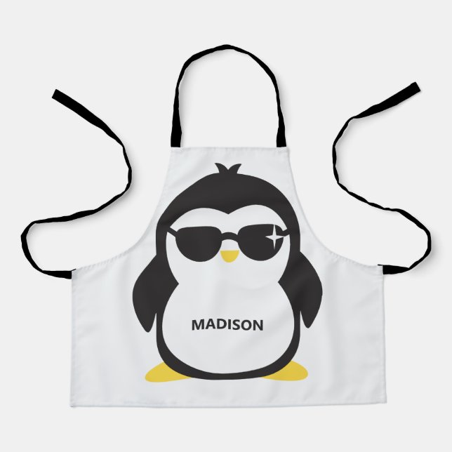 Tablier Pingouin cool de nom personnalisé (Recto)